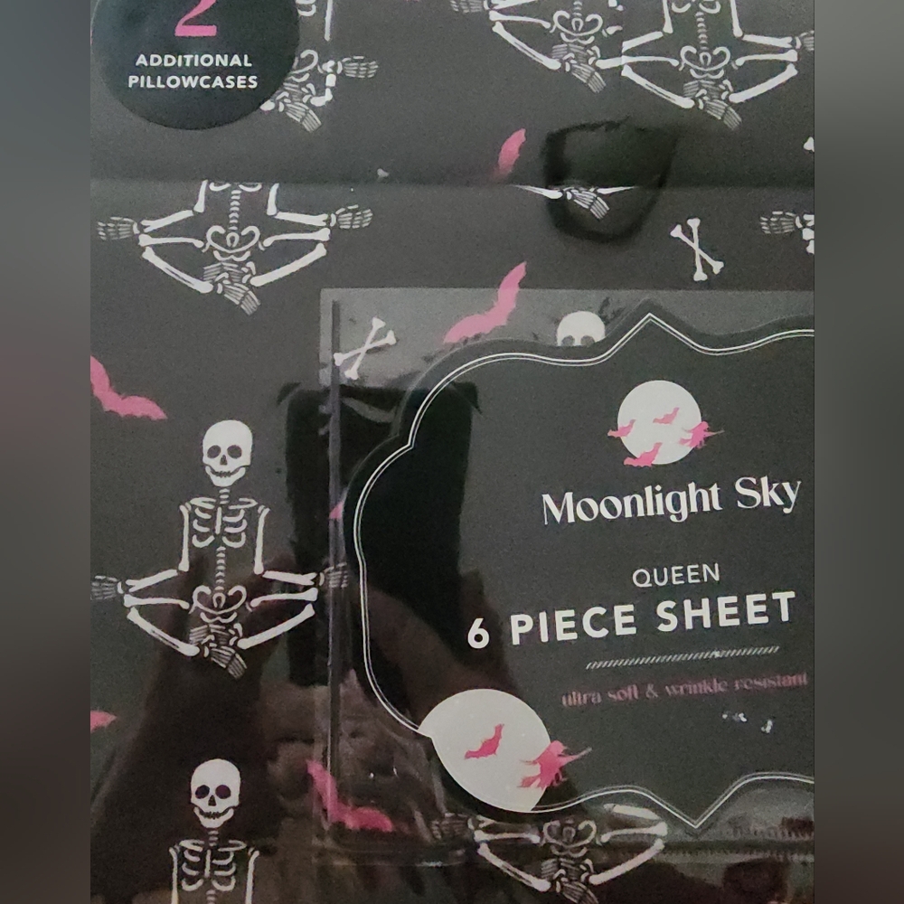 Moonlight Sky Skeleton Queen Sheet Set💀☠️